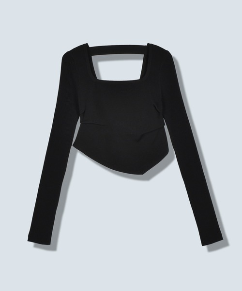 OMMO（オーエムエムオー）の「ASYMME TUCK SHORT KT TOP（ニット/セーター・レディース・パープル/ブラック/カーキ・F）」の21枚目の写真