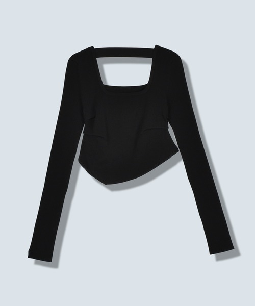 OMMO（オーエムエムオー）の「ASYMME TUCK SHORT KT TOP（ニット/セーター・レディース・パープル/ブラック/カーキ・F）」の22枚目の写真