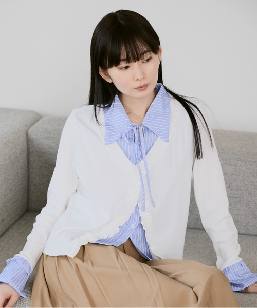 ROOPTOKYO(ループトウキョウ)の「シャツレイヤード カーディガン(シャツ/ブラウス・レディース・グレー/ホワイト/ブラック・FREE)」の15枚目の写真
