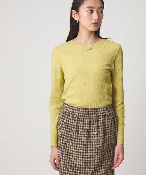 CITEN(シテン)の「<CITEN>エッセンシャルランダムリブトップ(Tシャツ/カットソー・レディース・イエロー/ホワイト/ブラック・FREE)」の3枚目の写真