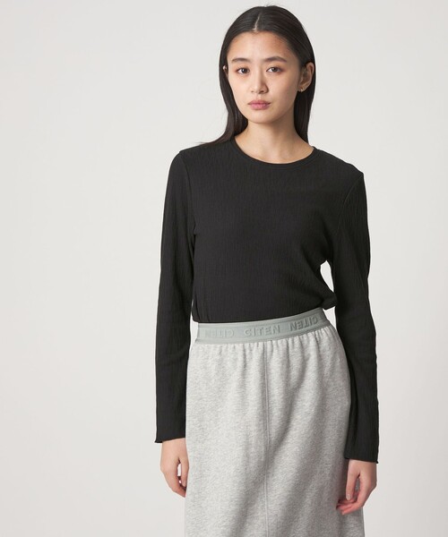 CITEN(シテン)の「<CITEN>エッセンシャルランダムリブトップ(Tシャツ/カットソー・レディース・イエロー/ホワイト/ブラック・FREE)」の2枚目の写真