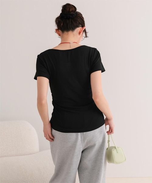 miette(ミエット)の「アイレットジャガードレイヤード風半袖トップス(Tシャツ/カットソー・レディース・レッド/ブラウン/ネイビー/グレー/ブラック・S/L/M)」の9枚目の写真