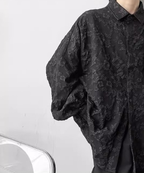 WESTBOY（ウエストボーイ）の「立体刺繍 オーバーサイズ ジャガード ストリートシャツ WO26S5TP20（シャツ/ブラウス・メンズ・ホワイト/ブラック・L/XL/M）」の4枚目の写真