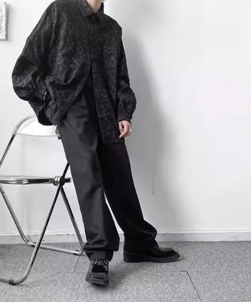 WESTBOY（ウエストボーイ）の「立体刺繍 オーバーサイズ ジャガード ストリートシャツ WO26S5TP20（シャツ/ブラウス・メンズ・ホワイト/ブラック・L/XL/M）」の5枚目の写真