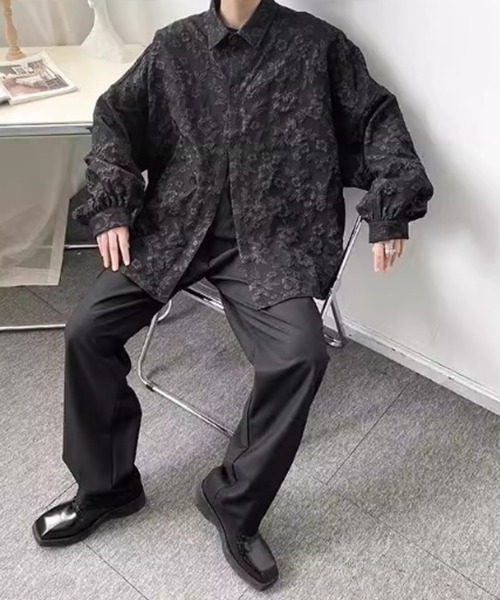 WESTBOY（ウエストボーイ）の「立体刺繍 オーバーサイズ ジャガード ストリートシャツ WO26S5TP20（シャツ/ブラウス・メンズ・ホワイト/ブラック・L/XL/M）」の7枚目の写真