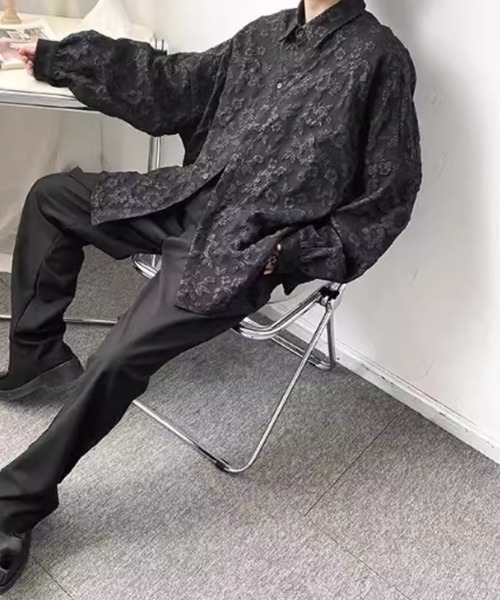 WESTBOY（ウエストボーイ）の「立体刺繍 オーバーサイズ ジャガード ストリートシャツ WO26S5TP20（シャツ/ブラウス・メンズ・ホワイト/ブラック・L/XL/M）」の9枚目の写真