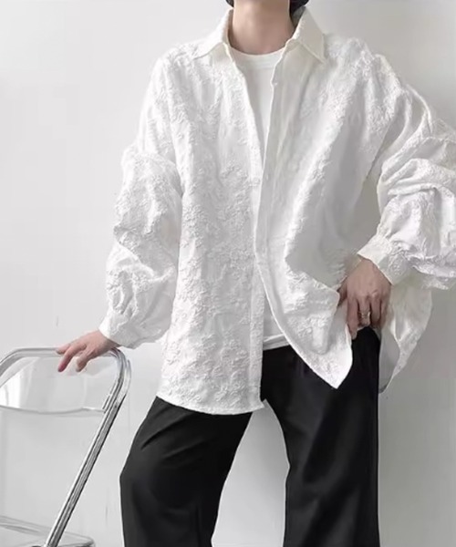 WESTBOY（ウエストボーイ）の「立体刺繍 オーバーサイズ ジャガード ストリートシャツ WO26S5TP20（シャツ/ブラウス・メンズ・ホワイト/ブラック・L/XL/M）」の10枚目の写真