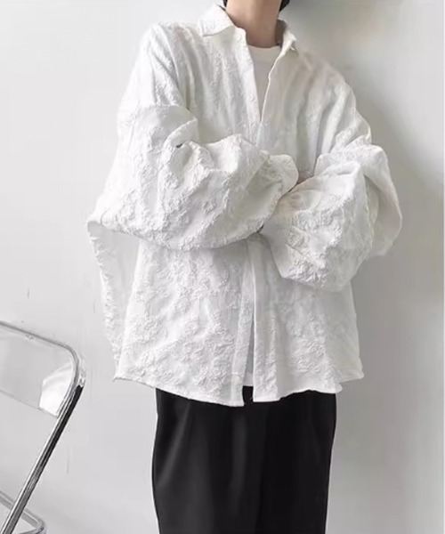 WESTBOY（ウエストボーイ）の「立体刺繍 オーバーサイズ ジャガード ストリートシャツ WO26S5TP20（シャツ/ブラウス・メンズ・ホワイト/ブラック・L/XL/M）」の11枚目の写真