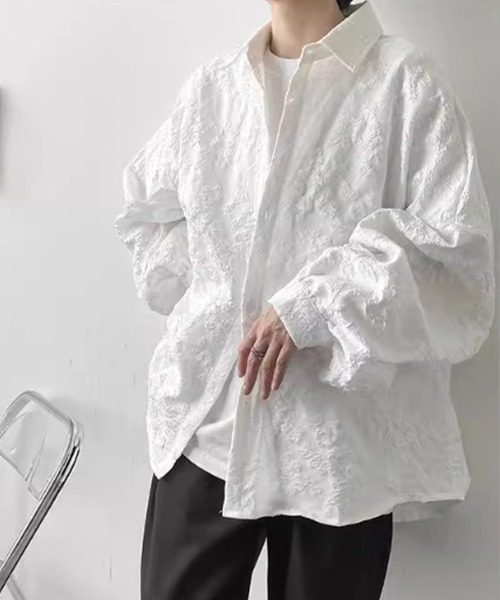 WESTBOY（ウエストボーイ）の「立体刺繍 オーバーサイズ ジャガード ストリートシャツ WO26S5TP20（シャツ/ブラウス・メンズ・ホワイト/ブラック・L/XL/M）」の13枚目の写真
