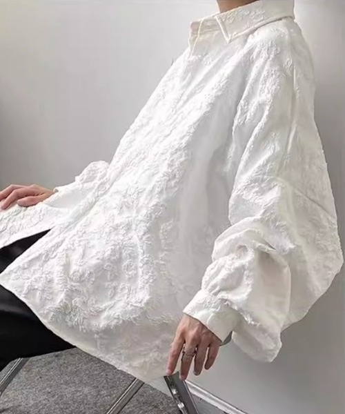 WESTBOY（ウエストボーイ）の「立体刺繍 オーバーサイズ ジャガード ストリートシャツ WO26S5TP20（シャツ/ブラウス・メンズ・ホワイト/ブラック・L/XL/M）」の14枚目の写真