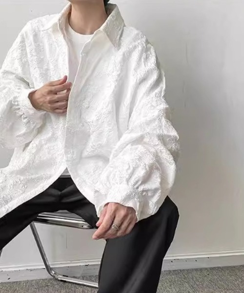 WESTBOY（ウエストボーイ）の「立体刺繍 オーバーサイズ ジャガード ストリートシャツ WO26S5TP20（シャツ/ブラウス・メンズ・ホワイト/ブラック・L/XL/M）」の15枚目の写真