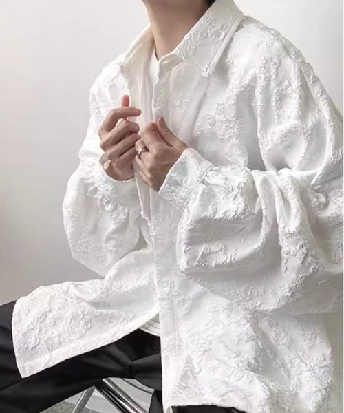 WESTBOY（ウエストボーイ）の「立体刺繍 オーバーサイズ ジャガード ストリートシャツ WO26S5TP20（シャツ/ブラウス・メンズ・ホワイト/ブラック・L/XL/M）」の17枚目の写真