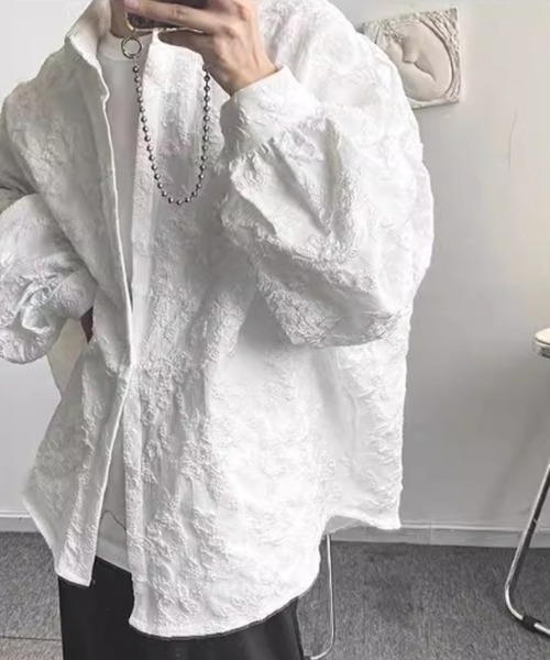 WESTBOY（ウエストボーイ）の「立体刺繍 オーバーサイズ ジャガード ストリートシャツ WO26S5TP20（シャツ/ブラウス・メンズ・ホワイト/ブラック・L/XL/M）」の20枚目の写真