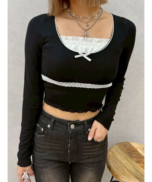 EVRIS（エヴリス）の「レイヤードフリルトップス（Tシャツ/カットソー・レディース・ブラック/その他1/グレー・FREE）」の15枚目の写真