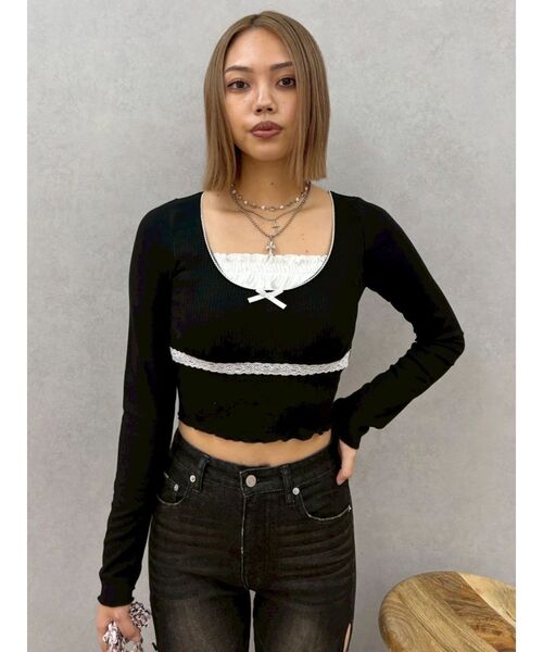 EVRIS（エヴリス）の「レイヤードフリルトップス（Tシャツ/カットソー・レディース・ブラック/その他1/グレー・FREE）」の16枚目の写真