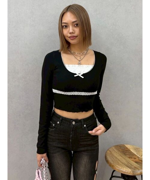 EVRIS（エヴリス）の「レイヤードフリルトップス（Tシャツ/カットソー・レディース・ブラック/その他1/グレー・FREE）」の17枚目の写真