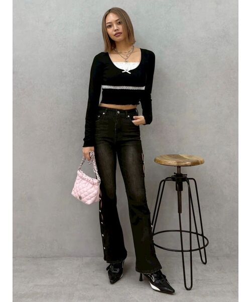 EVRIS（エヴリス）の「レイヤードフリルトップス（Tシャツ/カットソー・レディース・ブラック/その他1/グレー・FREE）」の18枚目の写真