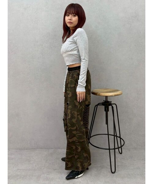 EVRIS(エヴリス)の「レイヤードデザインフリルカットソートップス 春服(Tシャツ/カットソー・レディース・ブラック/その他1/グレー・FREE)」の22枚目の写真