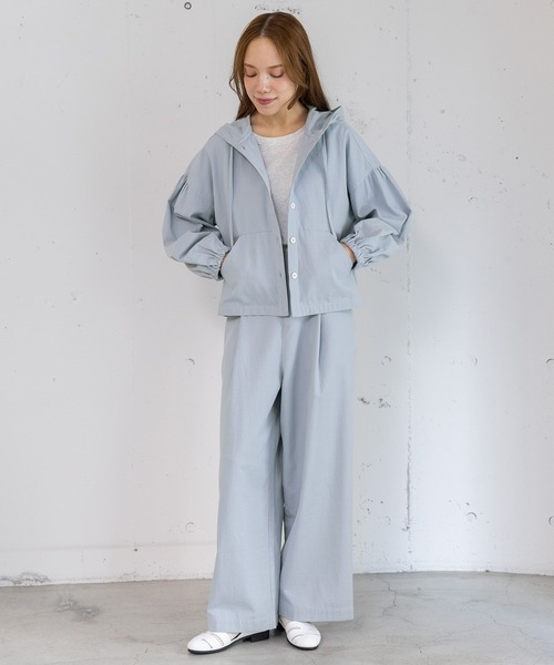 POU DOU DOU（プードゥドゥ）の「コットンリネンサージフーディブルゾン（ブルゾン・レディース・ブルー/ダークグレー/ベージュ・3）」の10枚目の写真