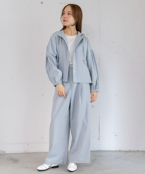 POU DOU DOU（プードゥドゥ）の「コットンリネンサージフーディブルゾン（ブルゾン・レディース・ブルー/ダークグレー/ベージュ・3）」の11枚目の写真