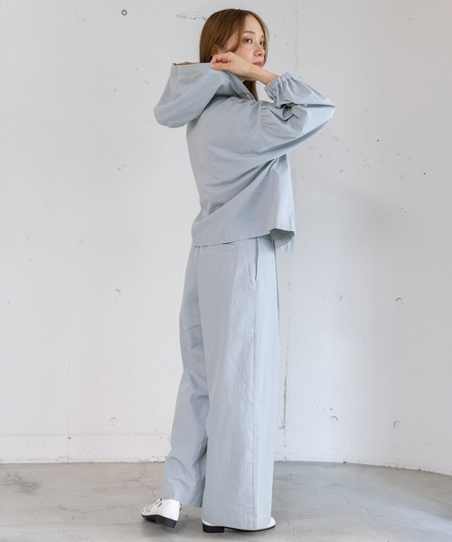 POU DOU DOU（プードゥドゥ）の「コットンリネンサージフーディブルゾン（ブルゾン・レディース・ブルー/ダークグレー/ベージュ・3）」の13枚目の写真