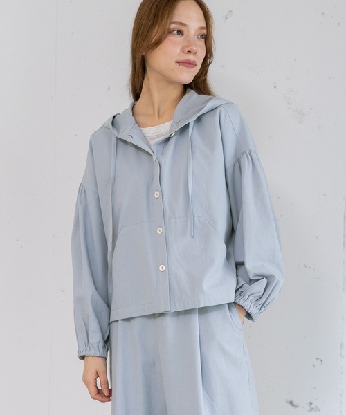 POU DOU DOU（プードゥドゥ）の「コットンリネンサージフーディブルゾン（ブルゾン・レディース・ブルー/ダークグレー/ベージュ・3）」の16枚目の写真