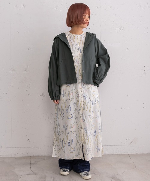 POU DOU DOU（プードゥドゥ）の「コットンリネンサージフーディブルゾン（ブルゾン・レディース・ブルー/ダークグレー/ベージュ・3）」の19枚目の写真