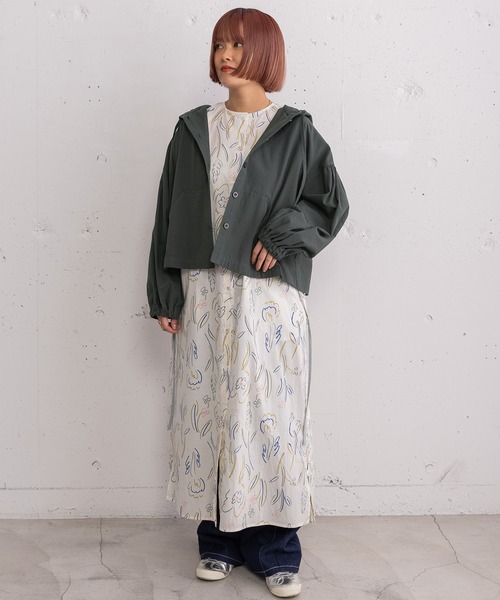 POU DOU DOU（プードゥドゥ）の「コットンリネンサージフーディブルゾン（ブルゾン・レディース・ブルー/ダークグレー/ベージュ・3）」の20枚目の写真