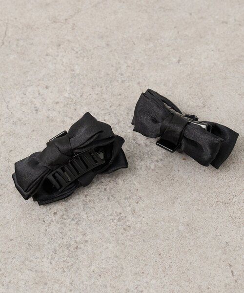 mystic（ミスティック）の「サテンリボンヘアクリップ（バレッタ/ヘアクリップ・レディース・ブラック・ONE SIZE）」の4枚目の写真