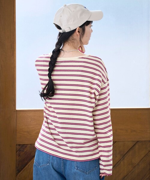 coen（コーエン）の「ブークレ ボーダーボートネックトップス【インフルエンサー紹介アイテム】（Tシャツ/カットソー・レディース・ナチュラル/オフホワイト・L/M）」の21枚目の写真