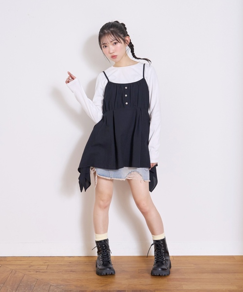 LOVETOXIC（ラブトキシック）の「イレヘムチュニックセット（アンサンブル・キッズ・カラフル/オフホワイト/ブラック・L:160cm/M:150cm/S:140cm）」の8枚目の写真