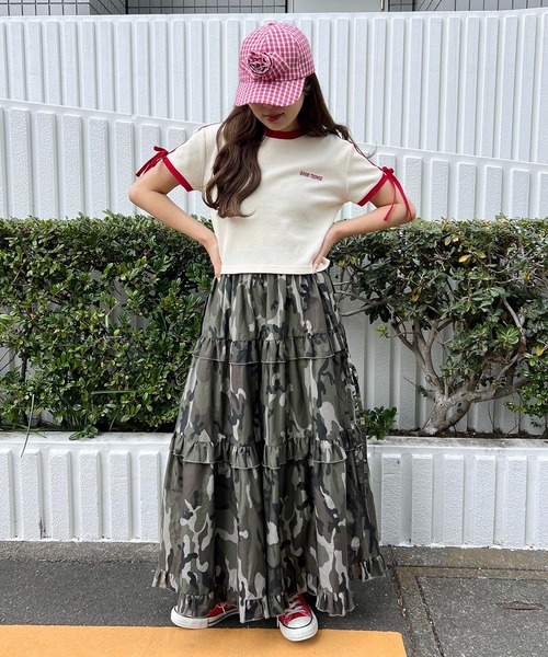 WC(ダブル シー)の「リボンポイント2ラインワッフルT(Tシャツ/カットソー・レディース・サックスブルー/アイボリー/ブラック・FREE)」の9枚目の写真