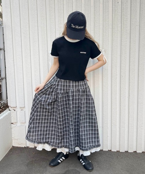 WC(ダブル シー)の「リボンポイント2ラインワッフルT(Tシャツ/カットソー・レディース・サックスブルー/アイボリー/ブラック・FREE)」の15枚目の写真