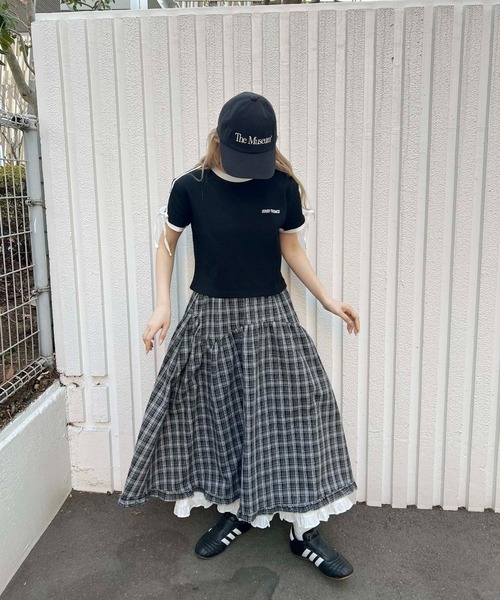 WC(ダブル シー)の「リボンポイント2ラインワッフルT(Tシャツ/カットソー・レディース・サックスブルー/アイボリー/ブラック・FREE)」の16枚目の写真