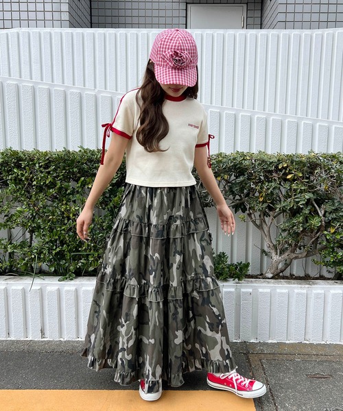 WC(ダブル シー)の「リボンポイント2ラインワッフルT(Tシャツ/カットソー・レディース・サックスブルー/アイボリー/ブラック・FREE)」の8枚目の写真