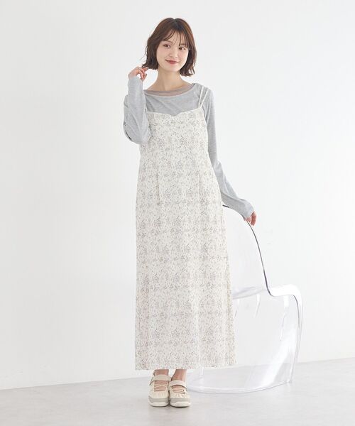 earth music&ecology（アースミュージックアンドエコロジー）の「フラワーバッククロスキャミワンピース（ワンピース・レディース・アイボリー/ブラック・FREE）」の12枚目の写真