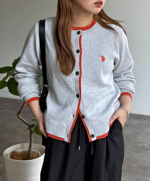 U.S. POLO ASSN.（ユーエスポロアッスン）の「フェイクレイヤードスウェットライクカーディガン（カーディガン/ボレロ・レディース・ネイビー/オレンジ/グレー系その他/グレー・FREE）」の10枚目の写真