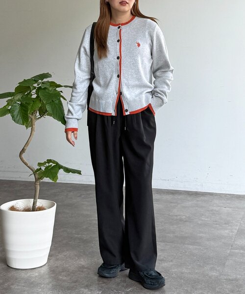 U.S. POLO ASSN.（ユーエスポロアッスン）の「フェイクレイヤードスウェットライクカーディガン（カーディガン/ボレロ・レディース・ネイビー/オレンジ/グレー系その他/グレー・FREE）」の14枚目の写真