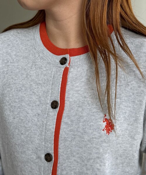 U.S. POLO ASSN.（ユーエスポロアッスン）の「フェイクレイヤードスウェットライクカーディガン（カーディガン/ボレロ・レディース・ネイビー/オレンジ/グレー系その他/グレー・FREE）」の15枚目の写真