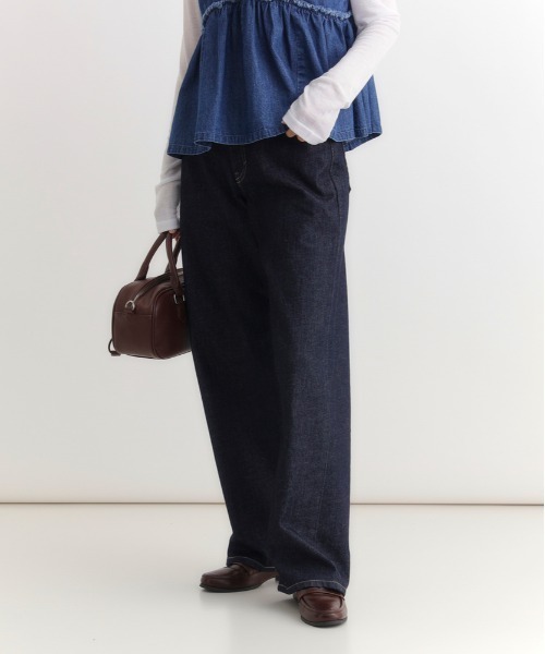 SOMETHING（サムシング）の「SOMETHING(サムシング)【レディース】「ELSA」ルーズストレートパンツ（デニムパンツ・レディース・ノンウォッシュ・M/L/S/XS）」の2枚目の写真