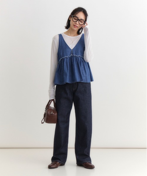 SOMETHING（サムシング）の「SOMETHING(サムシング)【レディース】「ELSA」ルーズストレートパンツ（デニムパンツ・レディース・ノンウォッシュ・M/L/S/XS）」の5枚目の写真