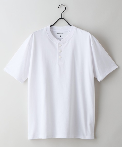 LB/S (エルビーエス)の「【ZERO STAIN/ゼロステイン】汗染みの目立ちにくいTシャツ ZEROSTAIN ヘンリーネックTシャツ 防汚 UVカット 綿タッチ・厚手(Tシャツ/カットソー・メンズ・オフホワイト/ブラック/ホワイト/スミクロ・LARGE/X-LARGE/MEDIUM)」の22枚目の写真