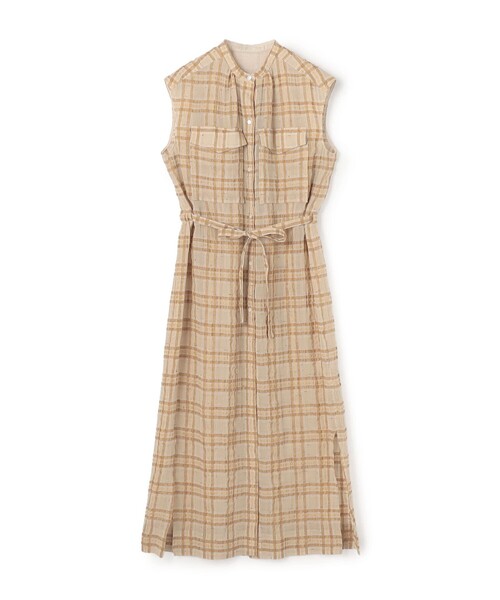 BALLSEY(ボールジィ)の「シアープラッド フレンチロングシャツブラウス(シャツワンピース・レディース・ベージュ系その他・36)」の1枚目の写真