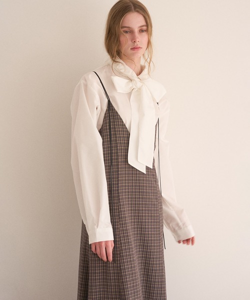 MIELI INVARIANT(ミエリインヴァリアント)の「Check Panel Flare Dress(ジャンパースカート・レディース・ブラウン系その他/グレー系その他・FREE)」の2枚目の写真