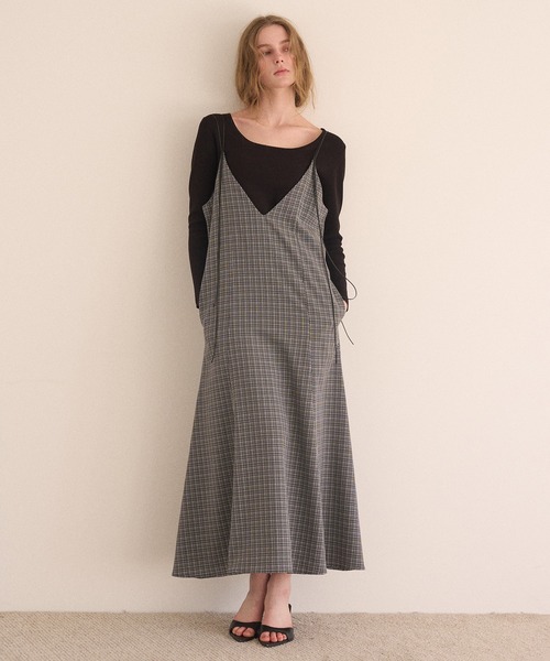 MIELI INVARIANT(ミエリインヴァリアント)の「Check Panel Flare Dress(ジャンパースカート・レディース・ブラウン系その他/グレー系その他・FREE)」の15枚目の写真