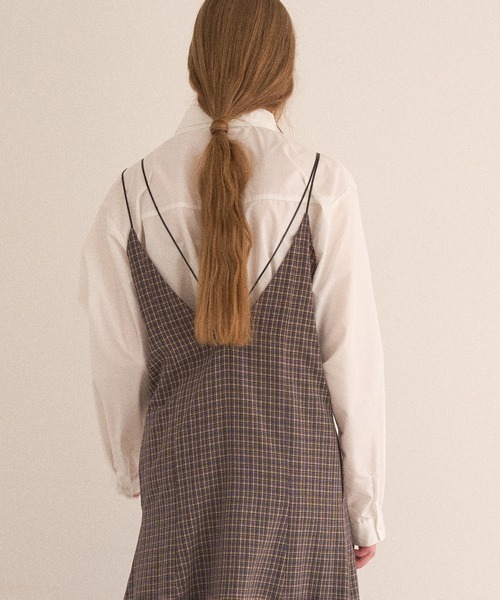 MIELI INVARIANT(ミエリインヴァリアント)の「Check Panel Flare Dress(ジャンパースカート・レディース・ブラウン系その他/グレー系その他・FREE)」の4枚目の写真