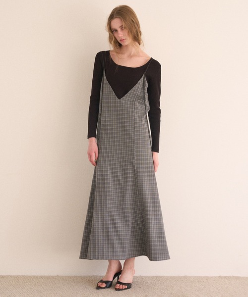 MIELI INVARIANT(ミエリインヴァリアント)の「Check Panel Flare Dress(ジャンパースカート・レディース・ブラウン系その他/グレー系その他・FREE)」の16枚目の写真