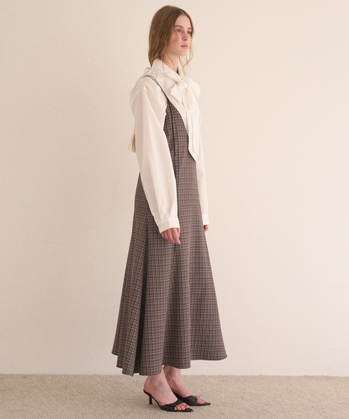 MIELI INVARIANT(ミエリインヴァリアント)の「Check Panel Flare Dress(ジャンパースカート・レディース・ブラウン系その他/グレー系その他・FREE)」の7枚目の写真