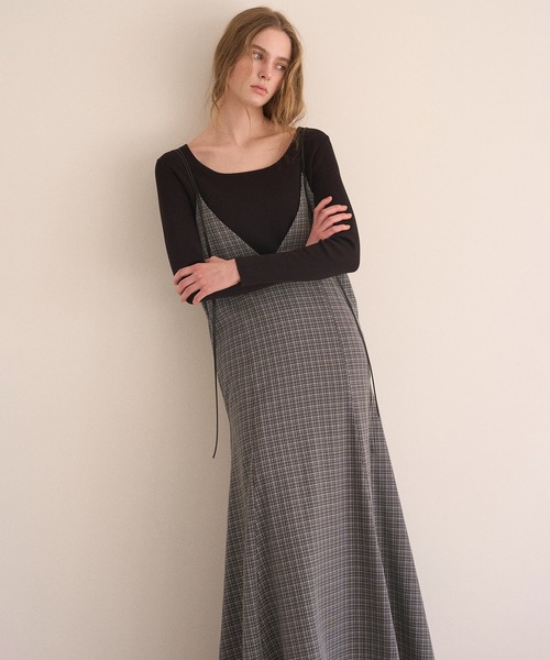 MIELI INVARIANT(ミエリインヴァリアント)の「Check Panel Flare Dress(ジャンパースカート・レディース・ブラウン系その他/グレー系その他・FREE)」の14枚目の写真
