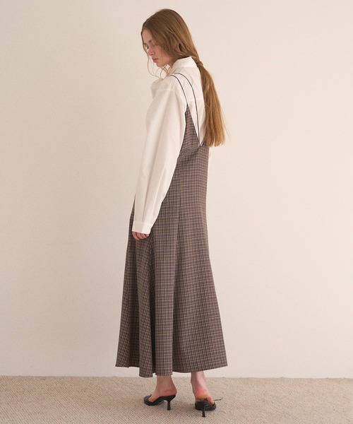 MIELI INVARIANT(ミエリインヴァリアント)の「Check Panel Flare Dress(ジャンパースカート・レディース・ブラウン系その他/グレー系その他・FREE)」の8枚目の写真